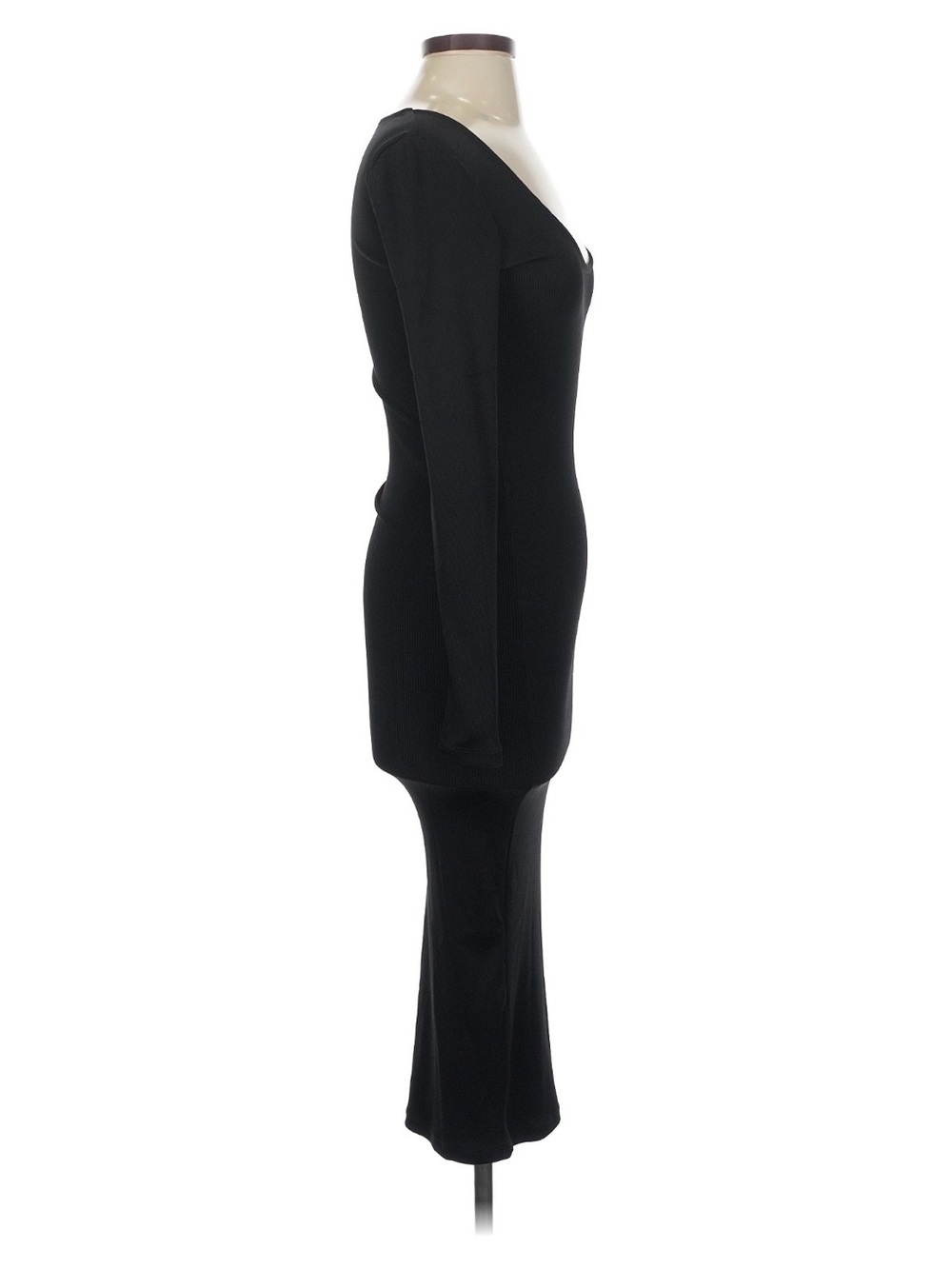 Anine Bing Black Ribbed Scoop-Neck Long Sleeve Midi Dress - Picture 3 of 7